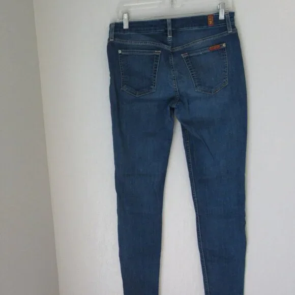 7 For All Mankind Blue Denim Blair Skinny Jeans Size 29 - Picture 2 of 5